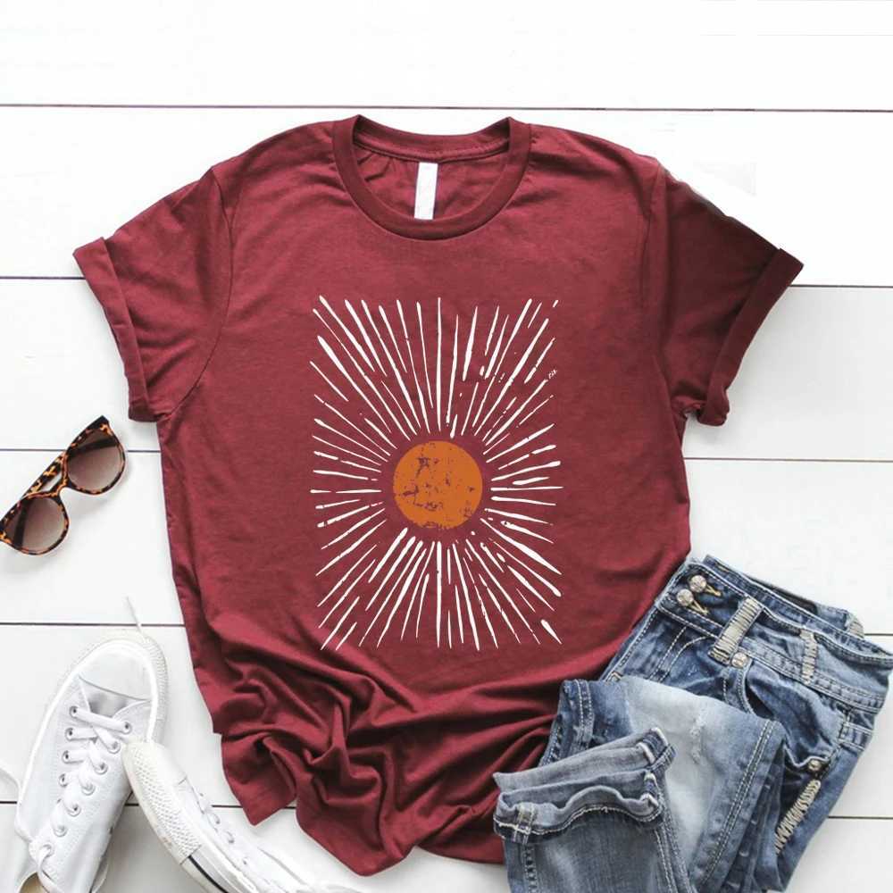 Sunburst Vintage T-Shirts Boho Shirt Sunshine Graphic Tee Men Women Short Sleeve Round Neck T-shirts Retro Aesthetic Clothes M260317