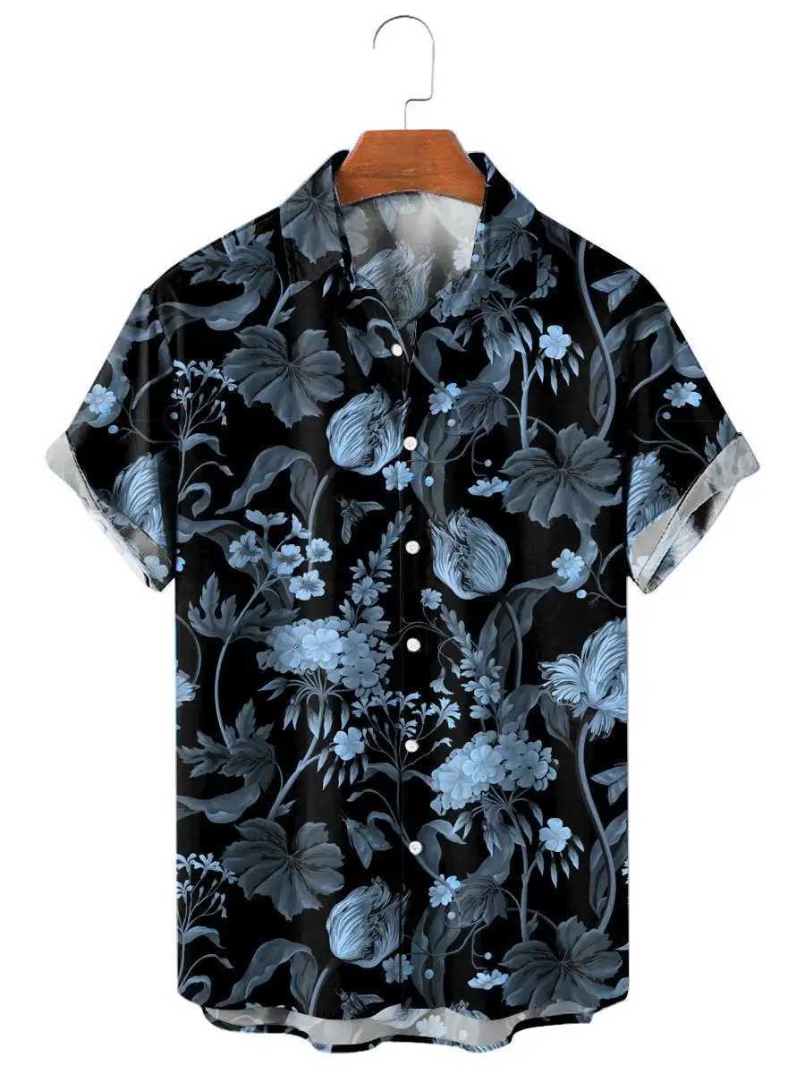Mens Shirt Tropical plants pattern 3D Print Tops New Summer Casual Holiday shirt Button Lapel Short Sleeves Unisex Clothing M260317
