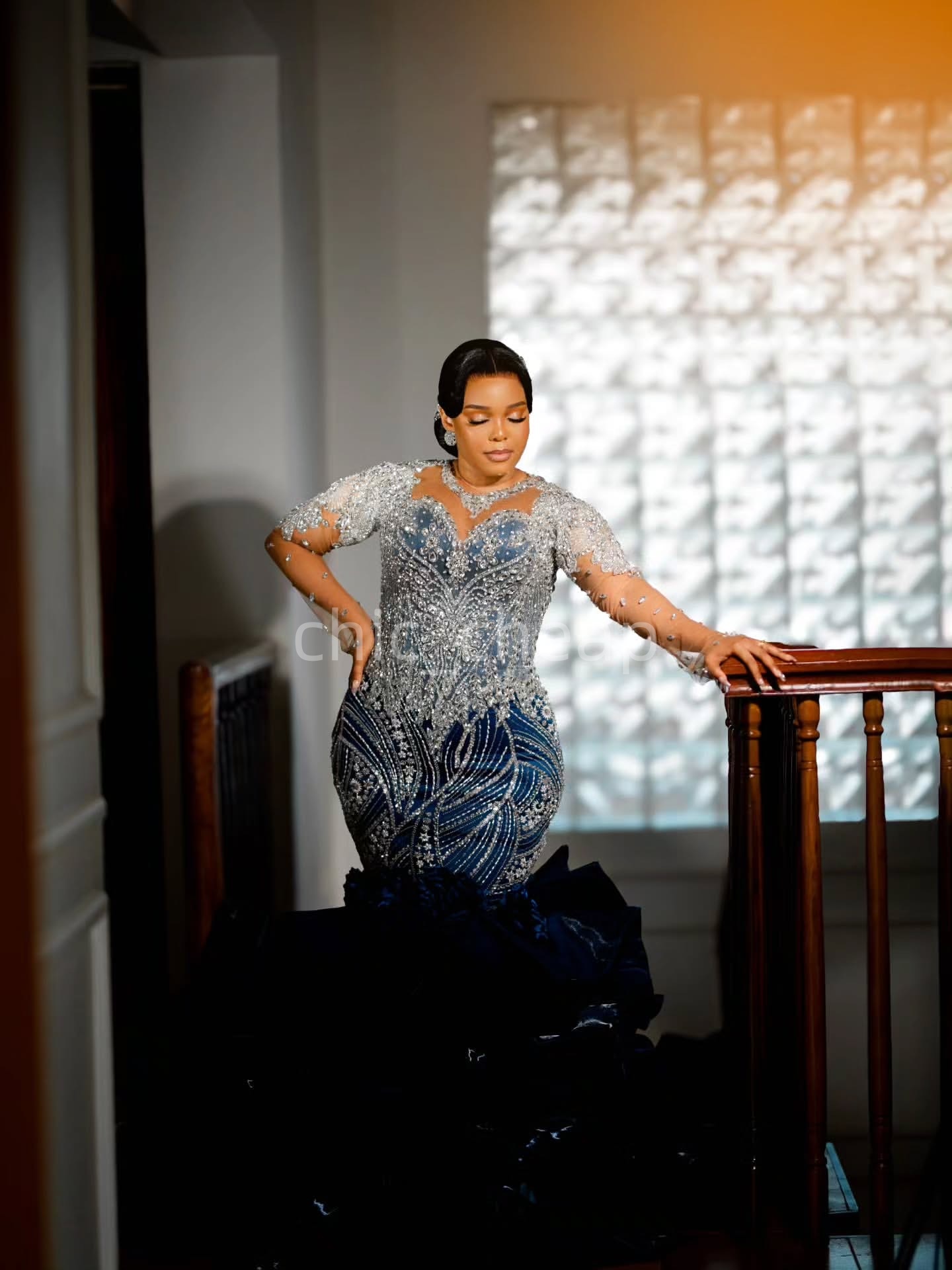 2K26 Dark Navy Prom Dress 2026 Mermaid Prom Dress Crystals Appliques Organza Tiers Evening Dresses Birthday Party Formal Receiption Gowns Dresses ZJ06