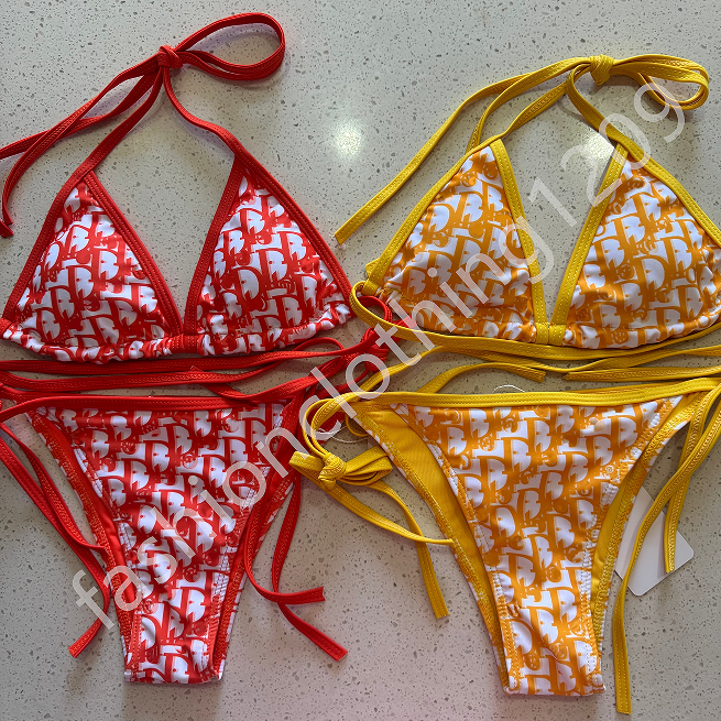 Women Swimwear Fashion letter print Bikini short Set Thongs Bra Beach Party Sexy push up Bandage Bathing Suit Swim Wear cc