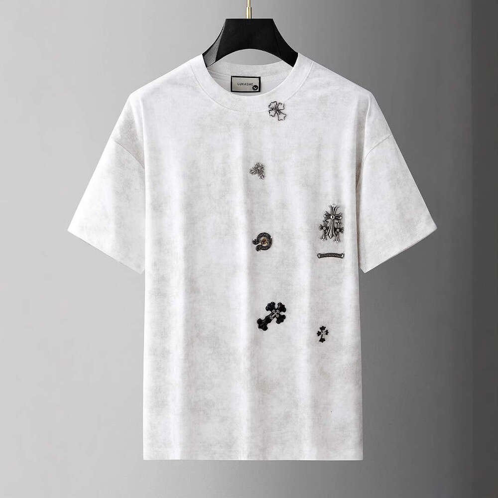European And American New Summer Style Sanskrit Badge Trendy High-End Round-Neck Loose-Fitting Versatile Short-Sleeve T-Shirt Top Luanyun
