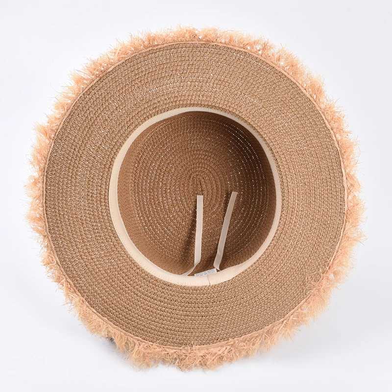Summer Flat Top Straw Hat For Women Elegant Bow Tie Beach Sun Protection Hat H260317 - view 7