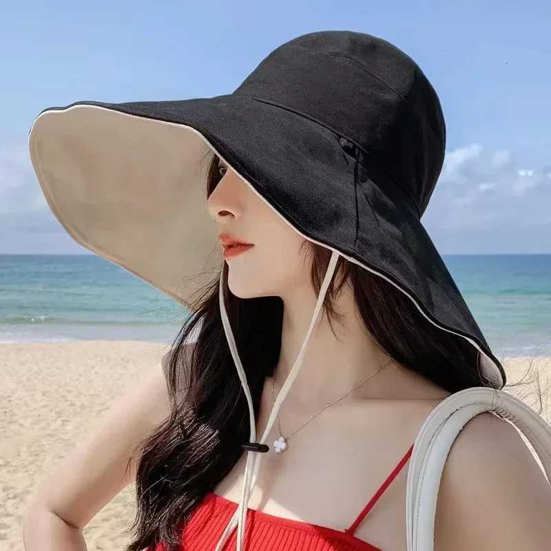Wide Brim UPF 50 Sun Hat Women Anti-UV Protection Hiking Fisherman Cap Fold Summer Solid Beach Hat 2024 Double Sided Sun Hat H260317 - view 3