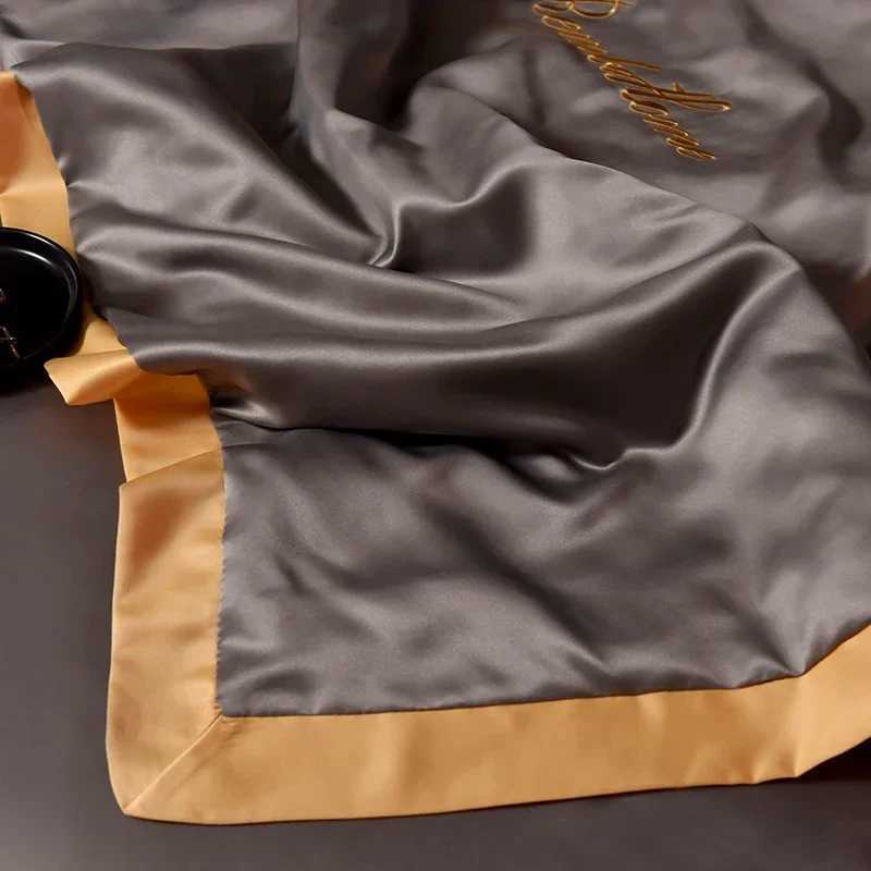 Luxury Ice Silk Summer Blanket 4/3/1 Pcs Embroidery Silky Cool Feel Quilt Set or 1 Quilts Breathable Air Conditioning Comforter D260317