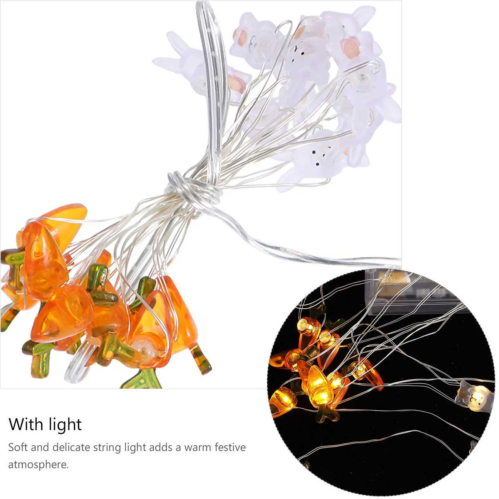 1Set Easter Party String Lamps LED Carrot Rabbit Design Bright Warm White Lights for Room Yard Garden Holiday H260316