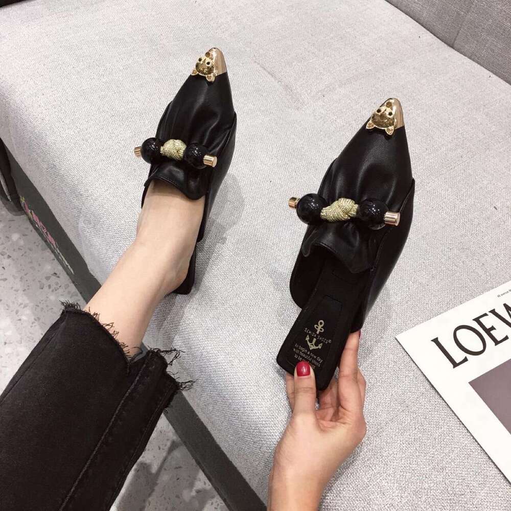 Closed Toe Half Slippers For Women Outdoor Wear Spring Summer Fashion Versatile Lazy Flat Low Heel Sandals Celebrity