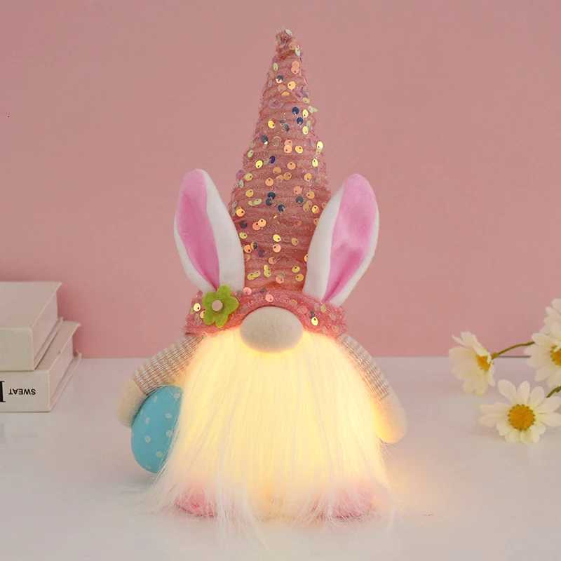 Easter LED Glowing Faceless Gnome Doll Cute Rabbit Ornament Kids Gift Favors 2025 Spring Easter Decoration for Home Party Supply H2603161