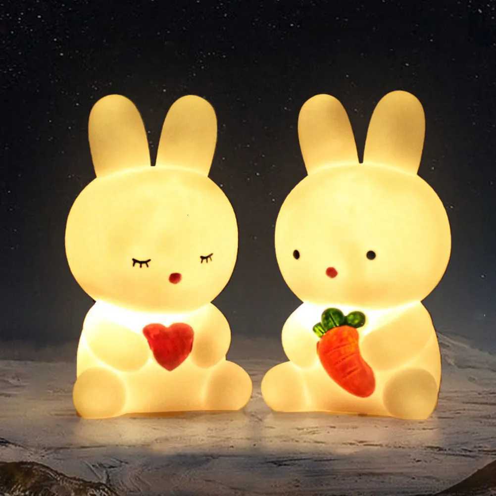 2Pcs Cartoon Rabbit Kids Night Light LED Nursery Bedroom Nightlight Toddler Bedside Lamp Warm Ambient Light Decorative H260316