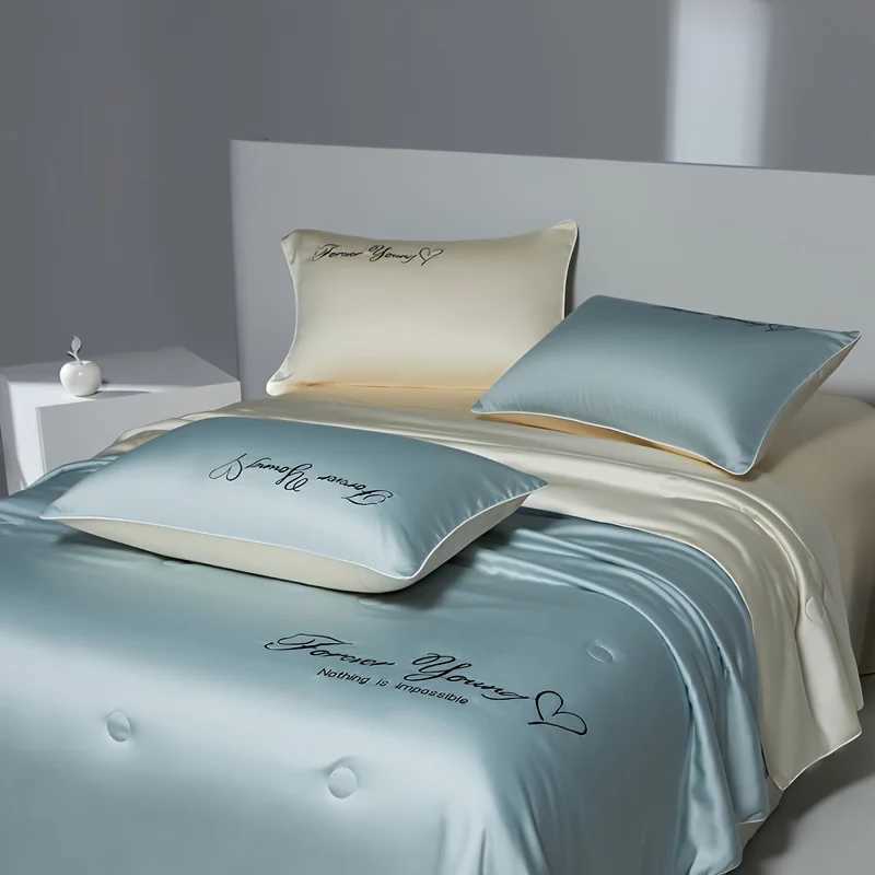 Luxurious 2-sided skin friendly fabric silky smooth touch high-quality coolness thin summer quilt Comfortable soft breathable D260317