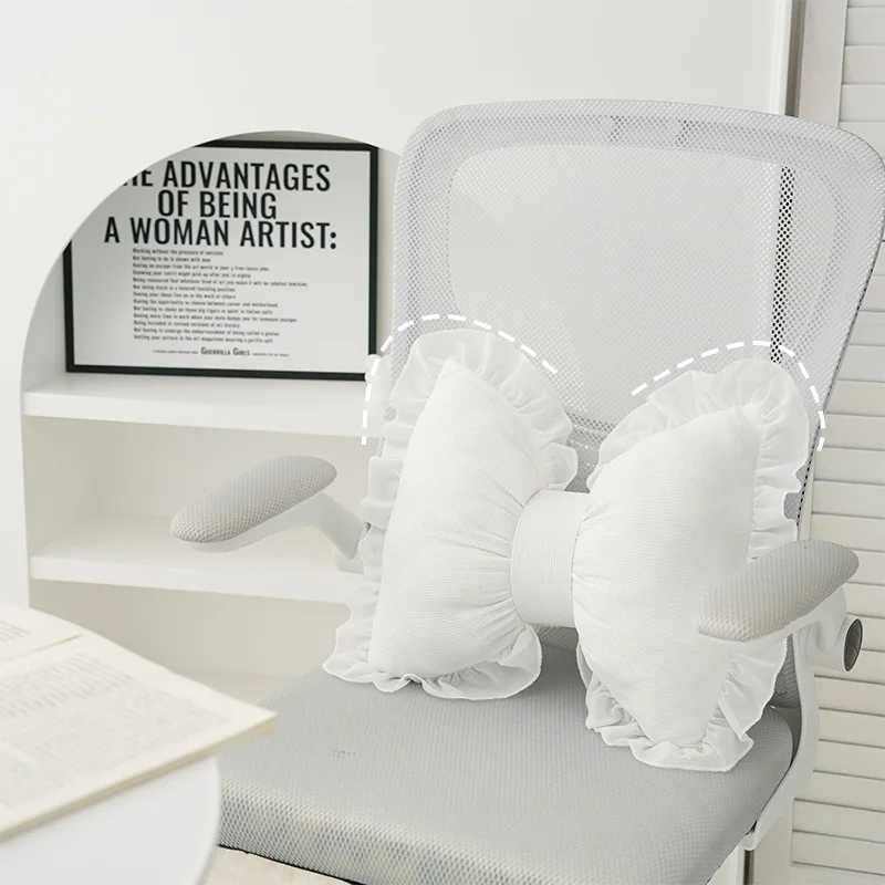 Modern Simple Sofa Pillow Living Room Bedside Cushion Cute Bow Back Lace Edge Comfortable and Breathable Pad D260317