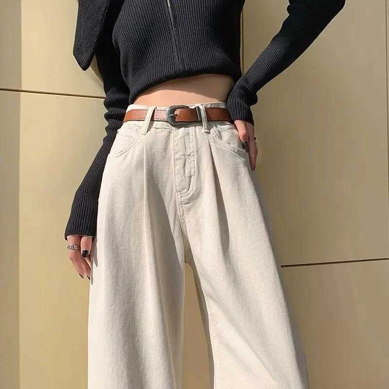 2026 New Retro Fashion Lady Baggy Jeans Female Thin Straight Leg Denim Pants s Korean High Waist Casual Trousers M260317