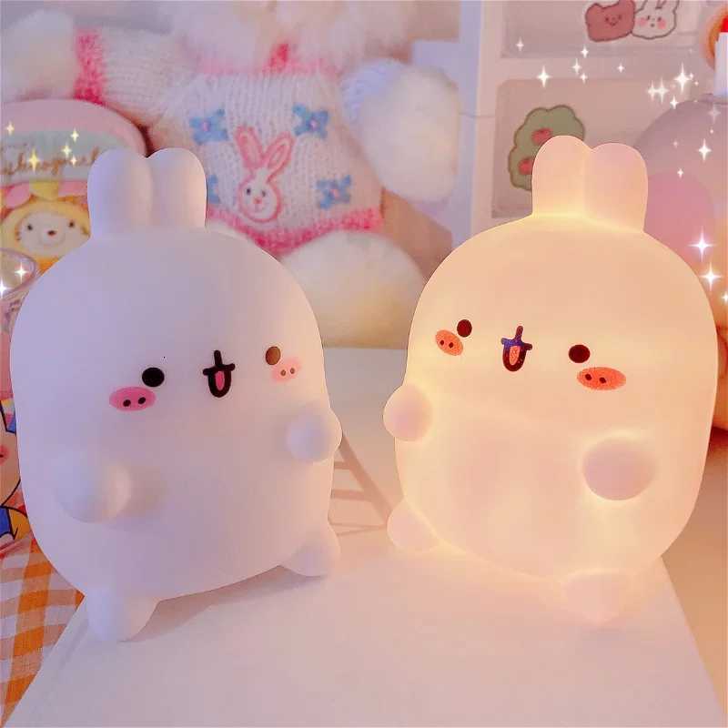 HOMEFISH Rabbit LED Night Light Creative Atmosphere Lamp Non Plug In Floor Stand Small Table Light for Bedroom Bedhead Decor H260316