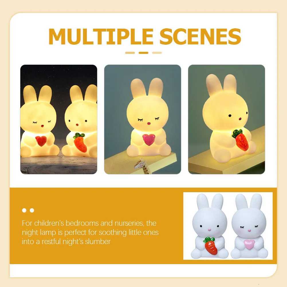 2Pcs Cartoon Rabbit Kids Night Light LED Nursery Bedroom Nightlight Toddler Bedside Lamp Warm Ambient Light Decorative H260316