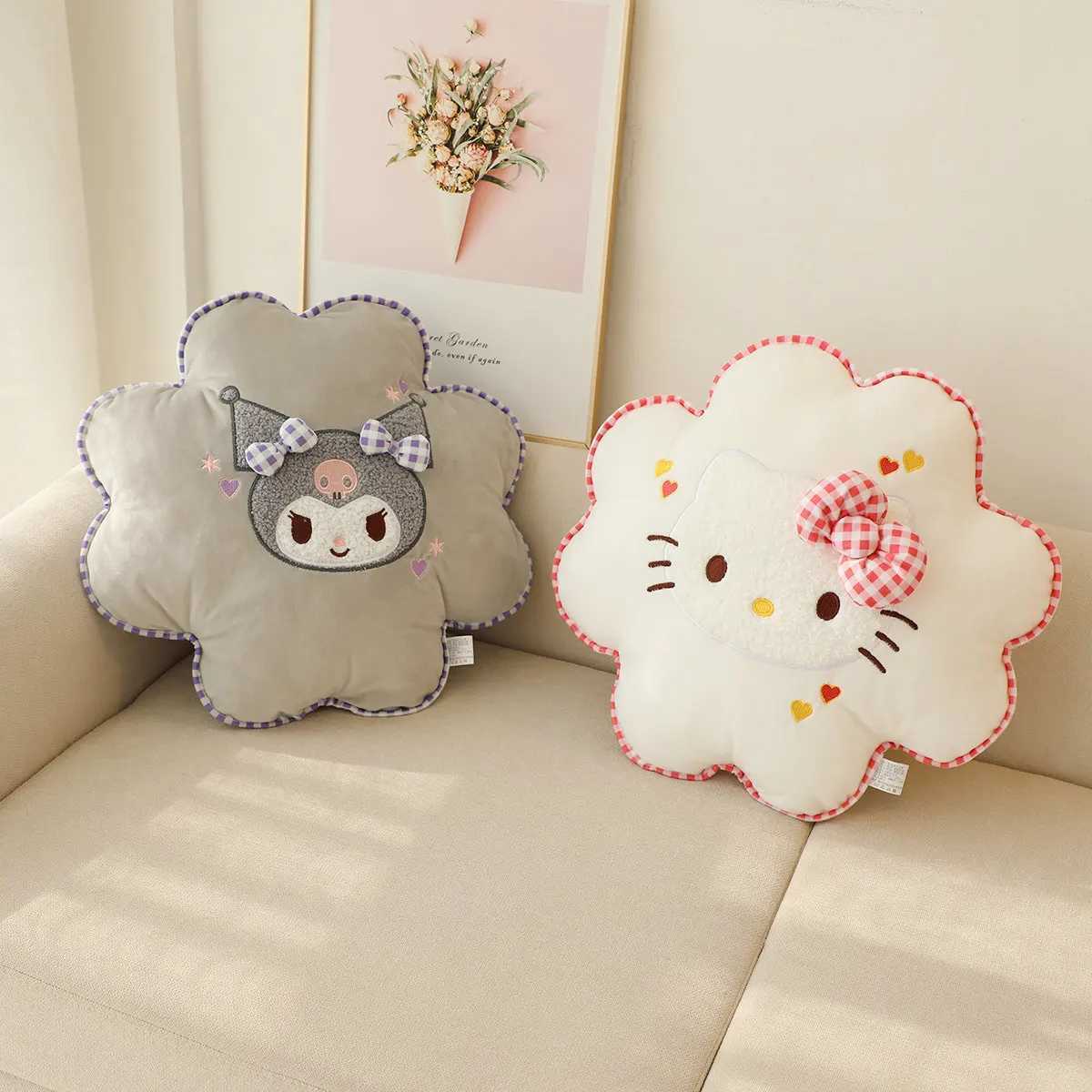 Kuromi My Melody Flower Back Cushion Japanese Style Lumbar Support Cushion Cinnamoroll Throw Pillow Sofa Bed Gifts Girl D260317