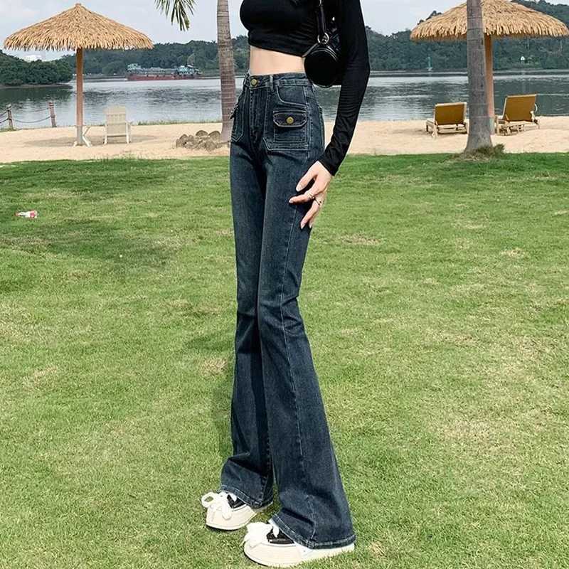 Woman High Waist Aesthetic Grunge Jeans Female Streetwear Y2kSlim Fit Wide Leg Pants s Vintage Gothic Pink Denim Trousers M260317