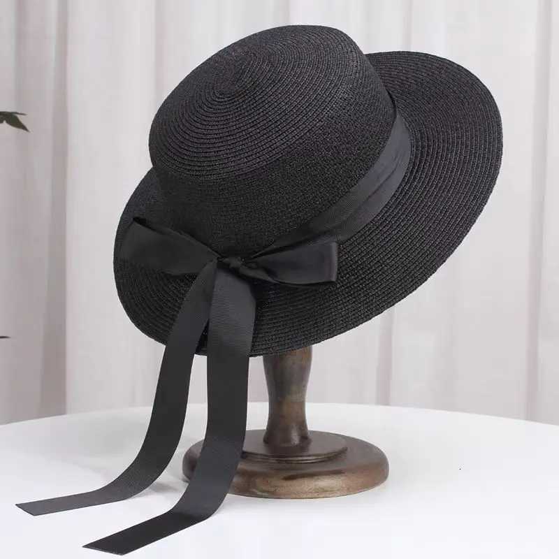 Spring Summer Classics Straw Hat Female Flat Top Bucket Hats Chapeu Sweet Bow Sombrero Mujer Fedora Sun Cap Panama Bob H260317 - view 3