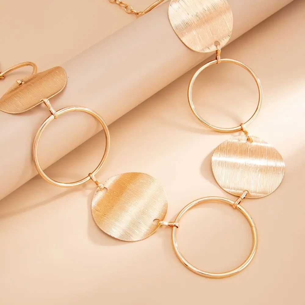 Hollow Out Round Ring Waist Chain Gold Color Circle Ring Metal Waist Chain All-match Geometric Bohemian Body Chain H260316 - view 5