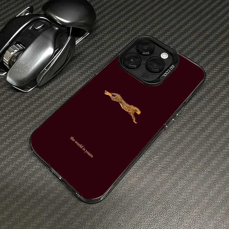 Fashion Leopard Wine Red Pattern Phone Case For iPhone 11 12 13 14 Plus 15 16 17 Air Pro Max 16E Shockproof Hard Phone Cover C260314