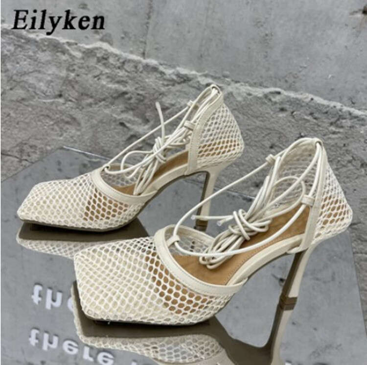 2026 European and American Style Sandals Mesh Breathable Square Toe Strap Women's High 979-8 Long-Term In Stock Stiletto Heels