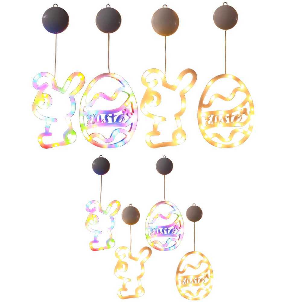 Easter Bunny Eggs Window Light Battery Operated Led String Light Hanging Light Indoor String Light for Easter Window Decorations H260316
