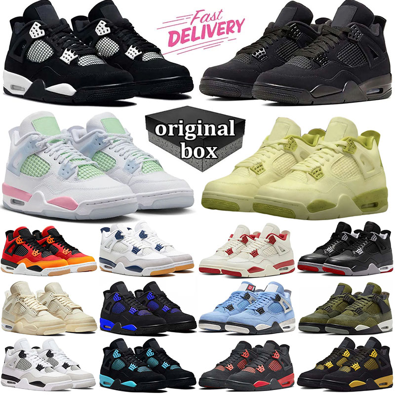 Big Size 50 With Box Designer jump mans 4s 4 Basketball Shoes for Women Mens Cool Grey cement Fire Red Black Cat metallic Yellow Thunder Platform Sports sneakers