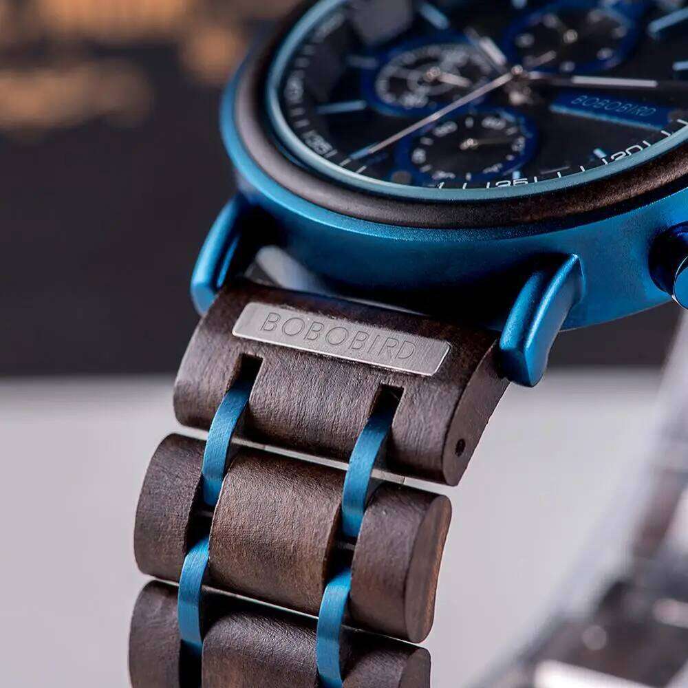 reloj hombre BOBO BIRD New Wooden Watch Men Top Brand Luxury Chronograph Quartz Watches for Man Customized 26H0317