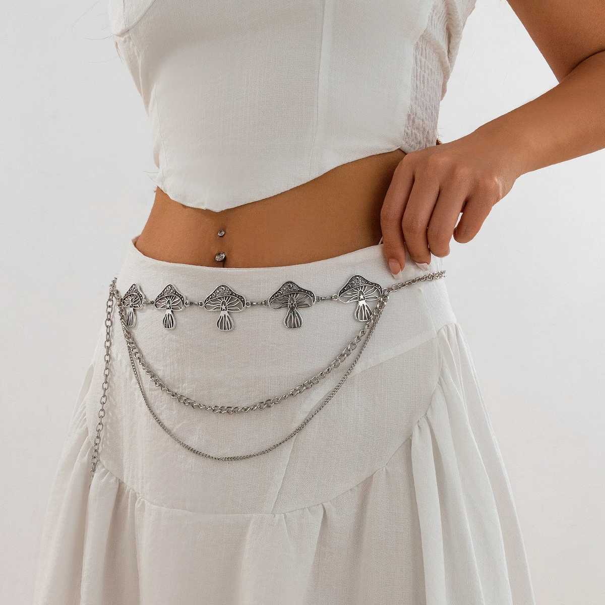 IngeSightZ Vintage Star Moon Mushroom Waist Belly Chain Women Goth Personality Metal Belt Body Waist Chain Jewelry Accessories H260316 - view 4