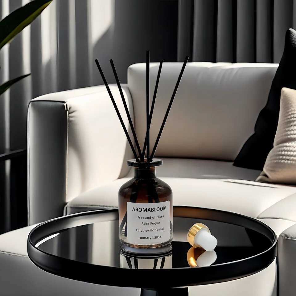 Reed Diffuser Set Gradient Color Glass Fragrance Bottle with Diffuser Sticks Beautiful Home Decoration for Aromatherapy in Living Room and Bedroom 5 P