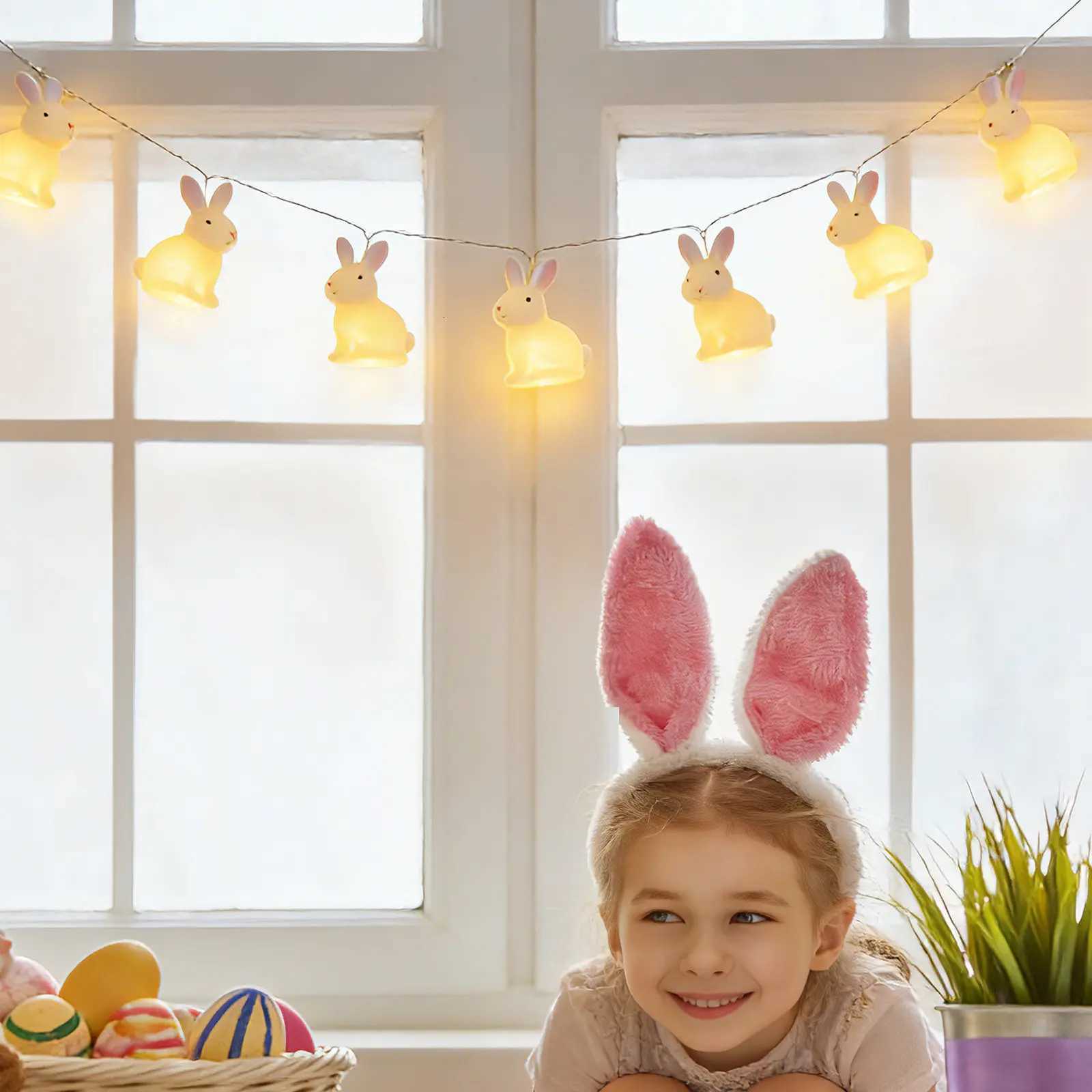 1Set Rabbit String Lights Easter LED Light Decor for Room Party Garden Bright Low Power Consumption Easter H260316