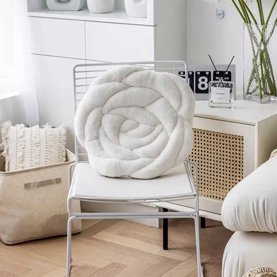 Home Decoration Rose Shaped Chair Cushion Quilted Soft Seat Cushion Non-slip Particle Thickened Tatami Sofa Cushion Living Room D260317