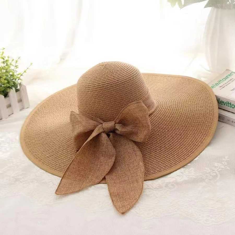 Ladies hats spring and summer new styles large brimmed straw hats summer UV resistant sun hats foldable bow shaped sun hats H260317 - view 5