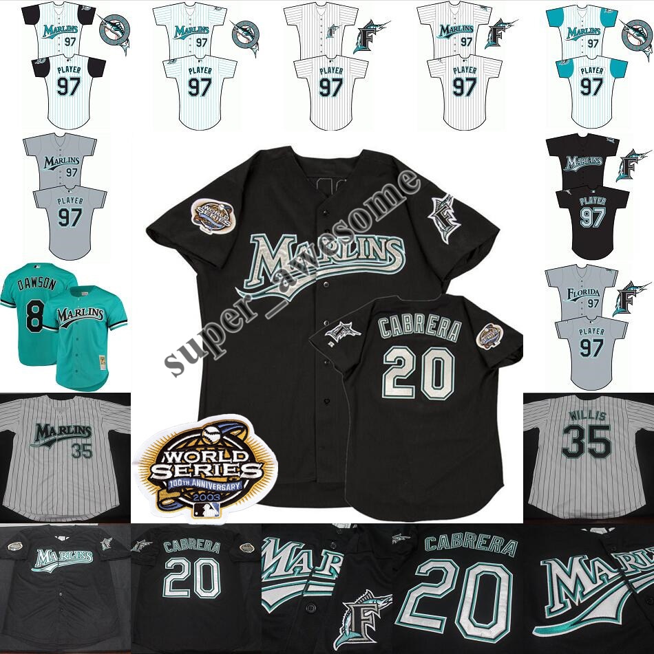 Florida Baseball Jersey Miguel Cabrera Ivan Rodriguez Dontrelle Willis Derrek Lee Mike Lowell Andre Dawson Gary Sheffield Juan Pierre Jose Fernandez Juan Pierre