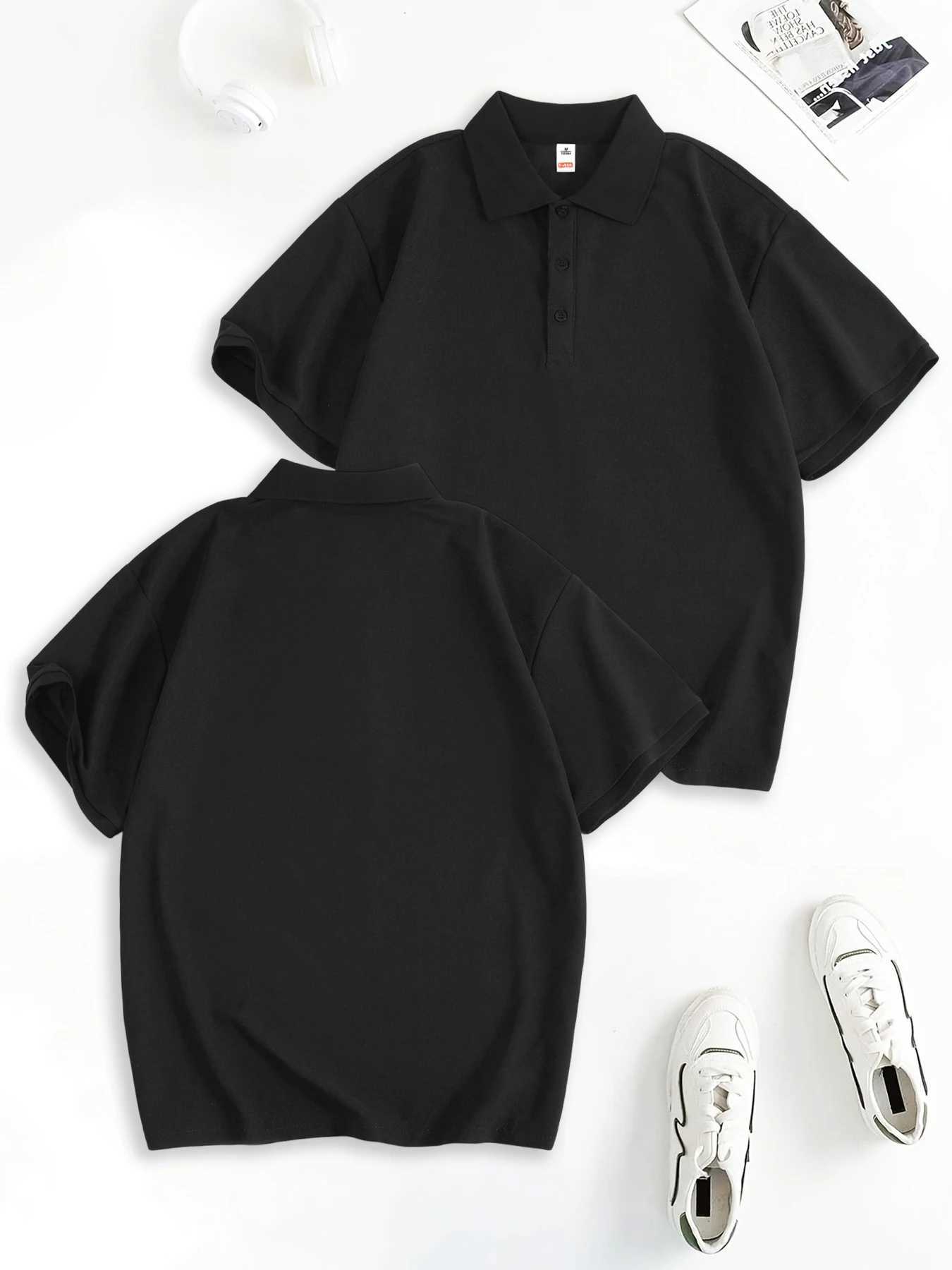 Summer Basics Solid Comfy Men Tee Shirts Street Business Shirt Button Soft Sports Clothes Casual Classic Short SLeeve Top M260317