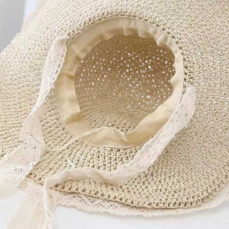 Womens Summer Straw Hat Foldable Sun Hat Wide Large Brim Beach Hats Fashion Holiday Straw Hat Beach UV Protection Cap H260317 - view 6