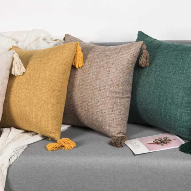 45x45cm Textured Throw Decorative Pillow Covers Square Accent Solid Cushion Cover Cozy Farmhouse Linen Pillow Case with Zipper D260317