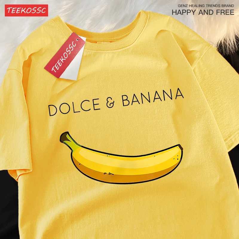 Interesting Yellow Banana Male Female T-Shirts Street Hip Hop T-Shirt Summer Cotton Tshirt Oversized Loose Short Sleeved Couple M260317