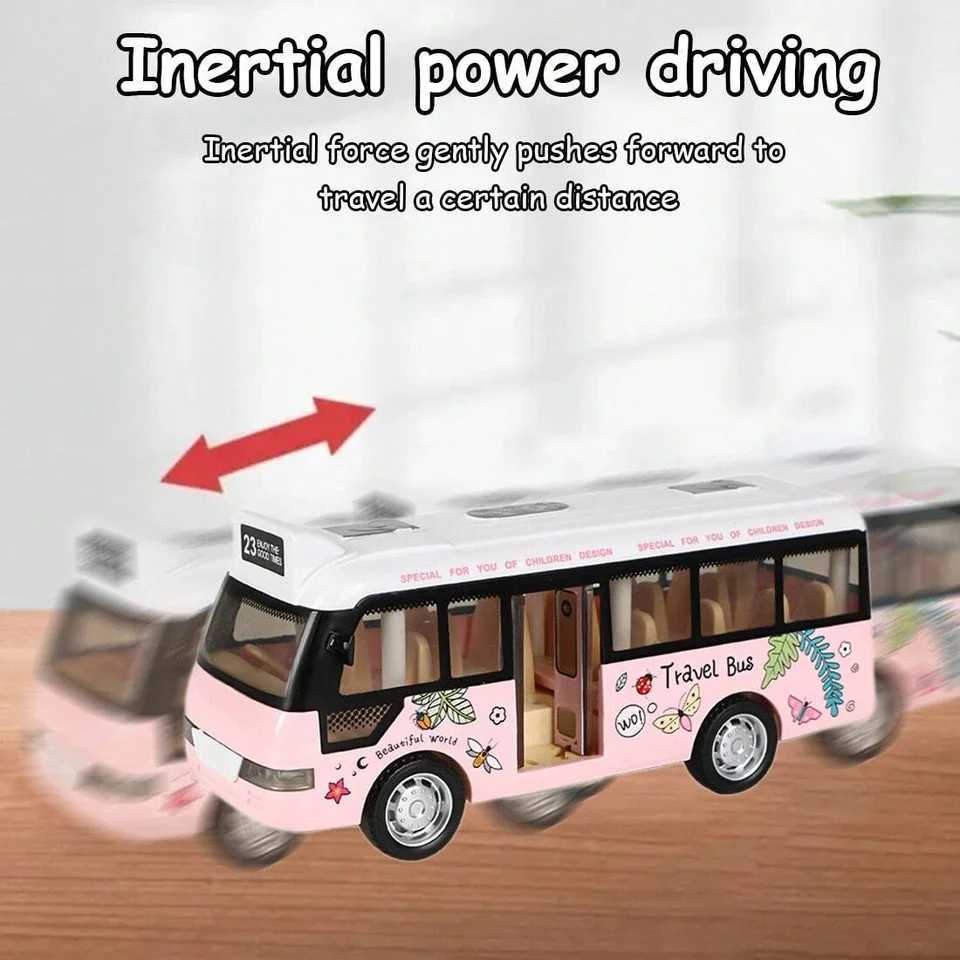 Interactive Kids City Bus with Lights SoundsPlastic Pull Back Play Vehicle Perfect for Kids Playtime D260317