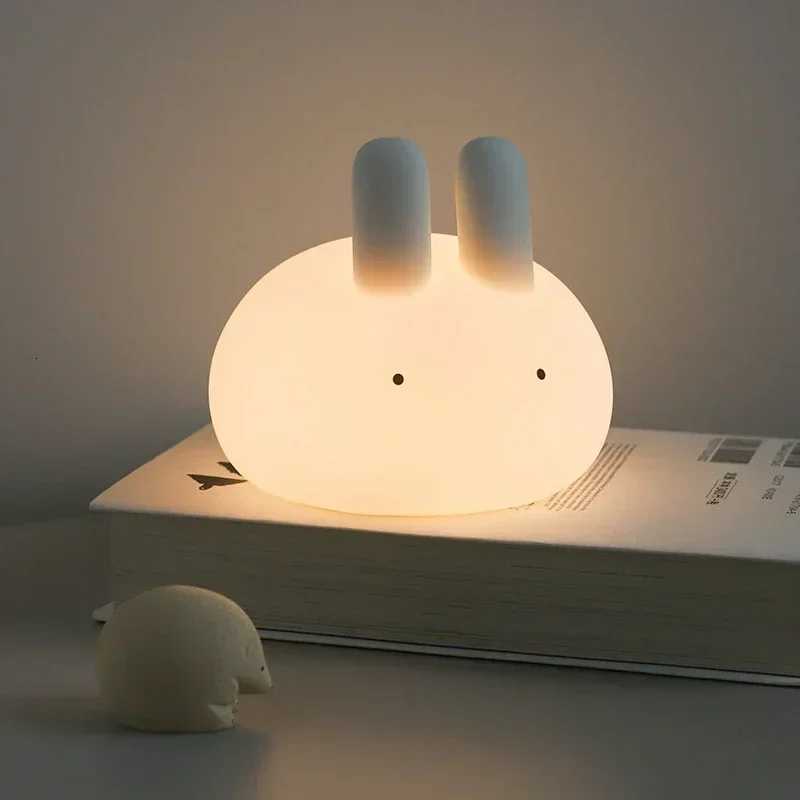 Soft Silicone Rechargeable Night Light Bunny Timing Baby Lighting Mom Gift for Kid Bedroom Decoration Cute Bunny Lamp Girlfriend H260316