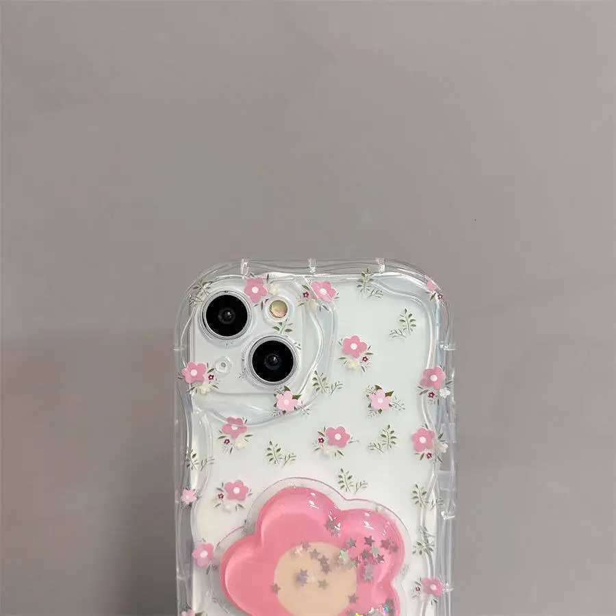 Floral Flower Bracket Case Cover for Galaxy S25 S24 FE S22 S23 tra Plus A56 A55 A35 A54 A15 A16 A17 5G Wavy Shell C260314