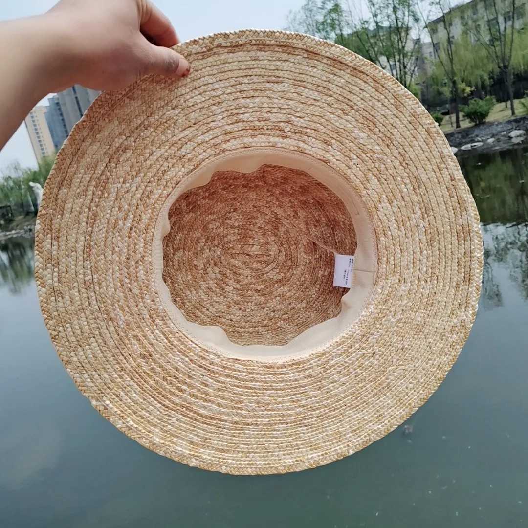 Boater Straw Hat wide brim French elegant square ribbon womens sun hat holiday straw hat H260317 - view 7