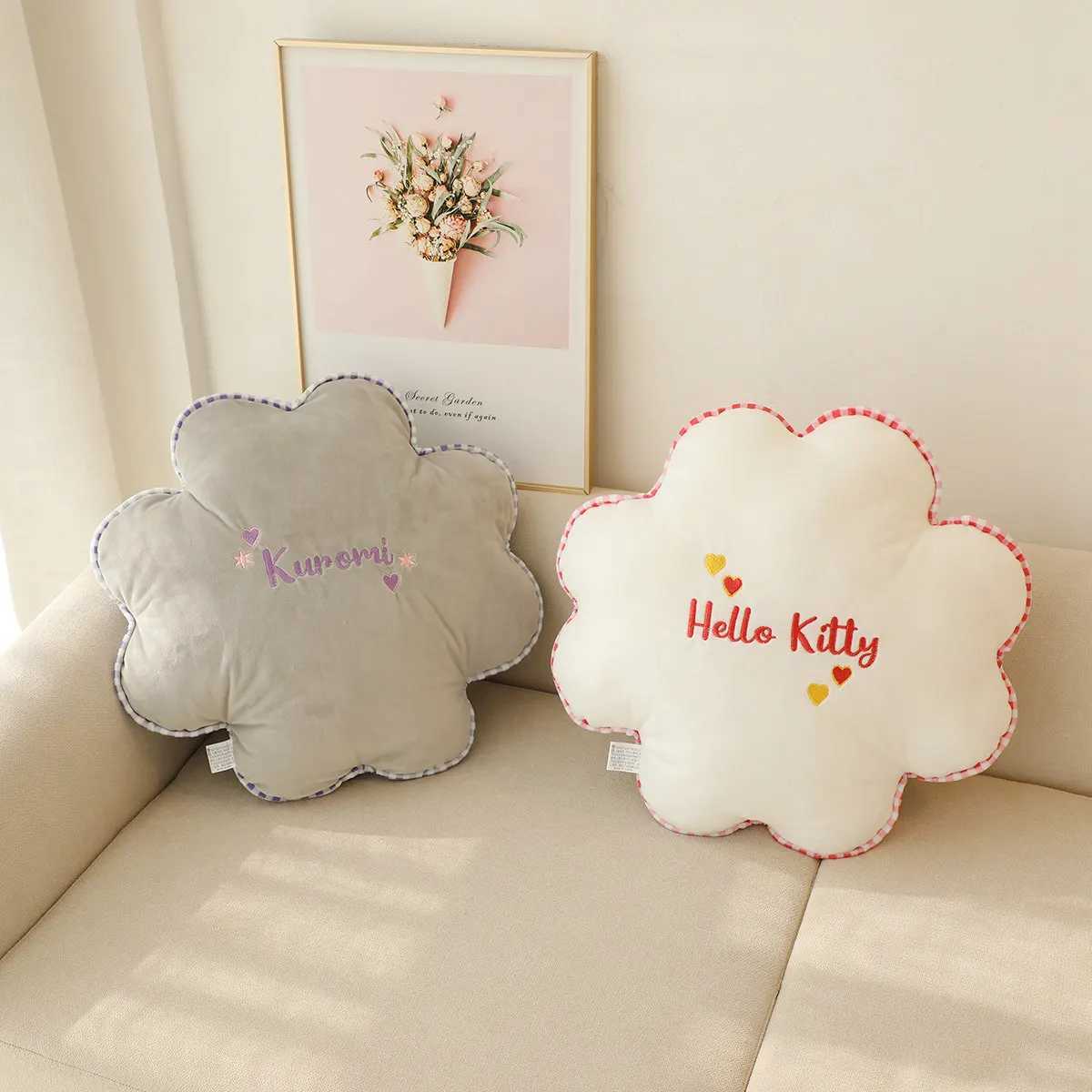 Kuromi My Melody Flower Back Cushion Japanese Style Lumbar Support Cushion Cinnamoroll Throw Pillow Sofa Bed Gifts Girl D260317