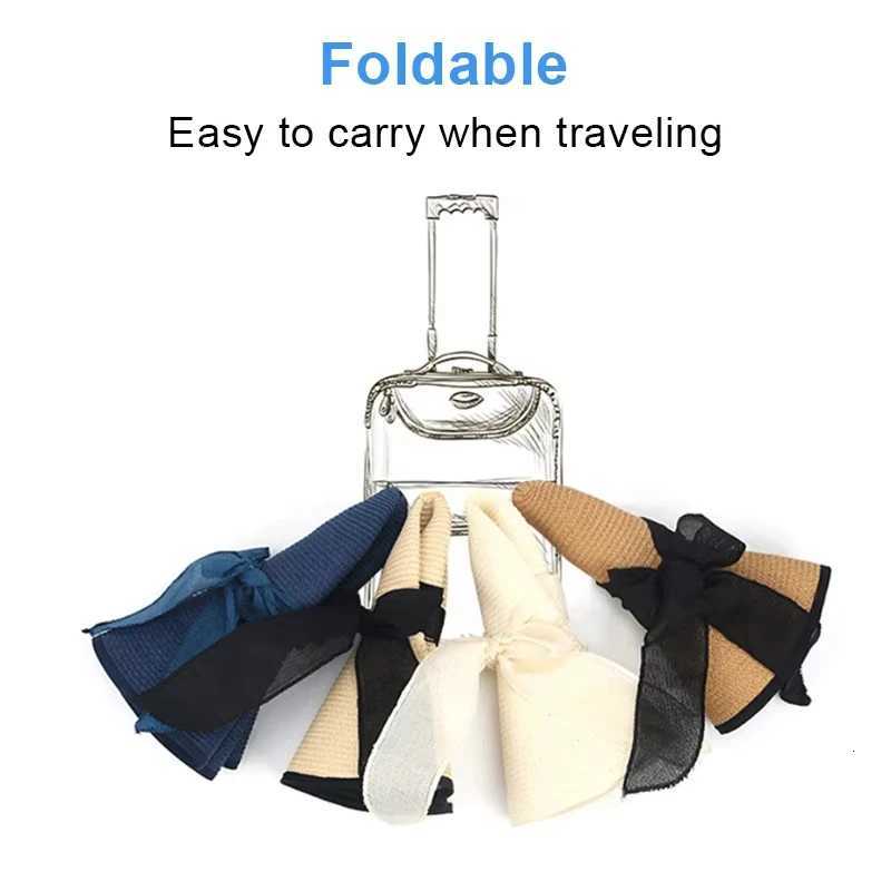 Wide Brim Straw Hat for Women 15CM Foldable Breathable UV Protection Bowknot Design Summer Beach Sun Hat Fashion Panama Travel H260317 - view 5