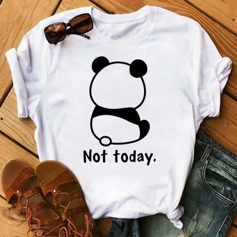 Maycaur Summer Women T Shirt Loose Tops Cute Panda Heart Print Short Sleeve Female Loose Casual T-shirt Ladies Top Tee M260317