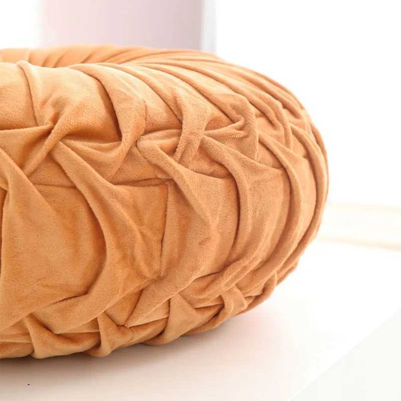 Throw Pillow Hand Sewn Pleated 3D Dutch Velvet Pumpkin Backrest Waist Lumbar Support Cushion Mat For Sofa Bed Floor Office Chair D260317