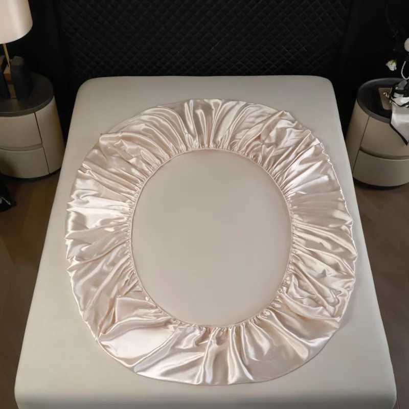 3 pcs High End 100 Mulberry Silk Bed Sheet Set with Pillowcase Luxury Solid Color Silk Fitted Sheet Soft Smooth Satin Bed Linen D260317