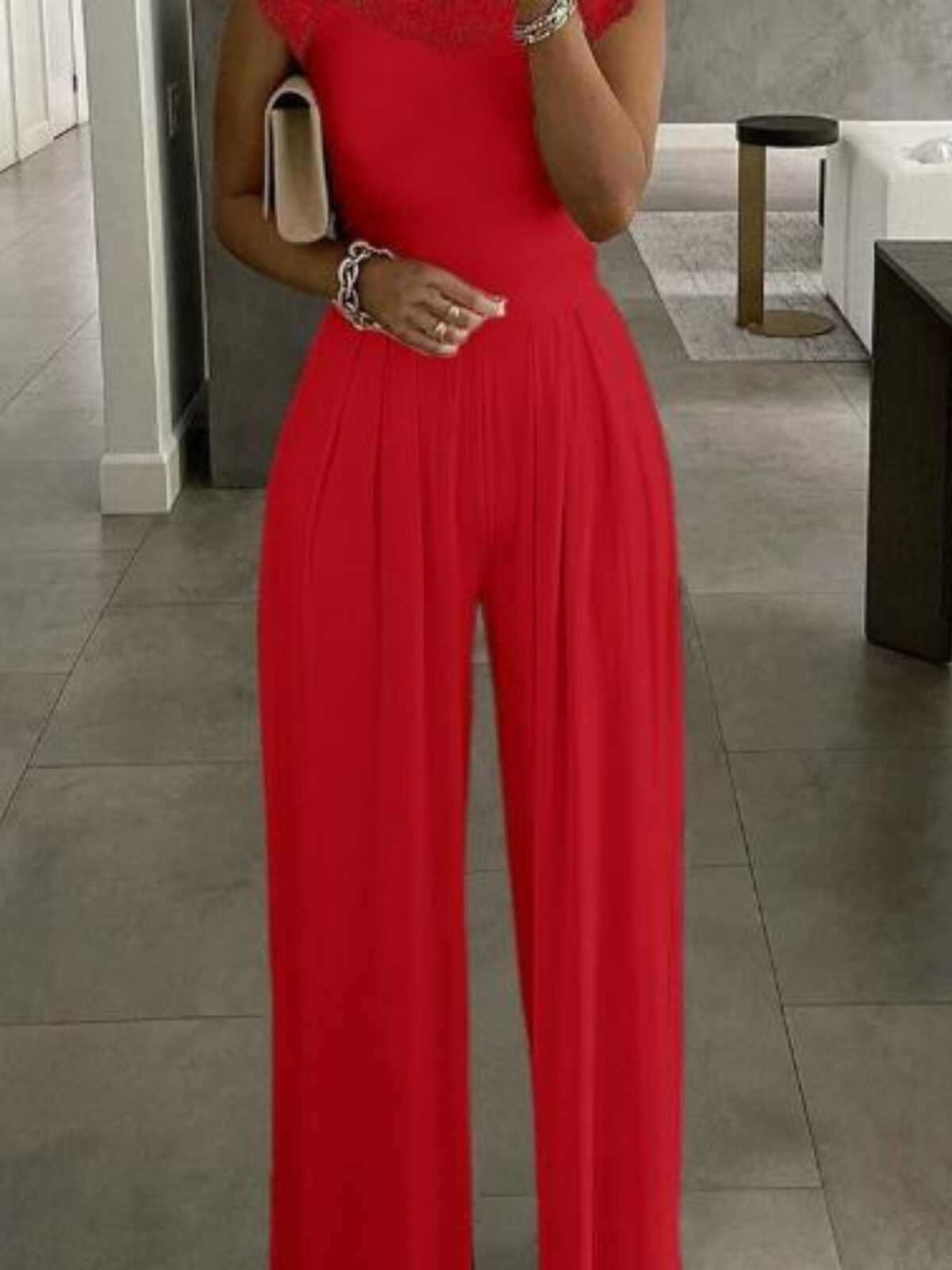 WomElegant Tight-Fitting Jumpsuit with Wide Legs Office Lady Casual Overalls Z260317
