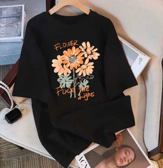 2026 Spring Summer Cute Sunflower Printed Womens Versatile Casual Short-Sleeved T-Shirt Cotton Streetwear Hot-selling M260317