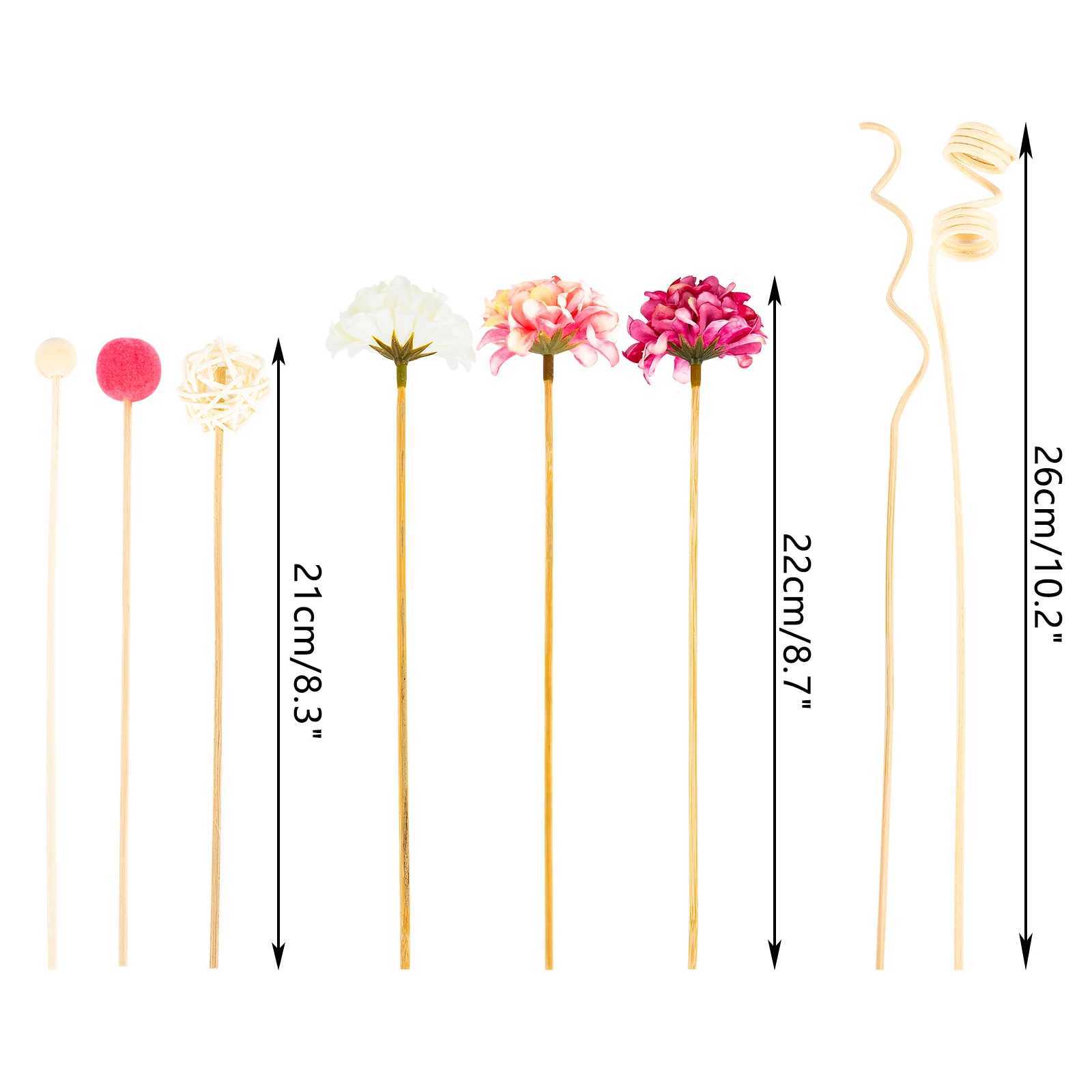 10PCS Pink Hydrangea Flower Rattan Sticks Fireless Fragrances Reed Diffuser Stick DIY Ornaments Home Decor D260317
