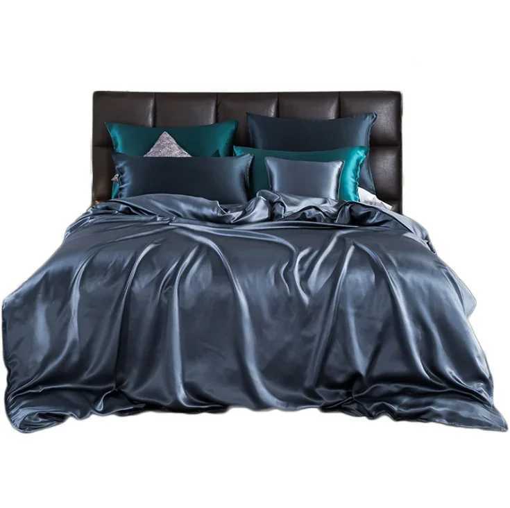 19mm 4Pc Hot Selling Ice Silk Fitted Cot Sheet Oeko-TEX Duvet Cover Pure Mulberry 100 Bed Sheets Bedding Set D260317