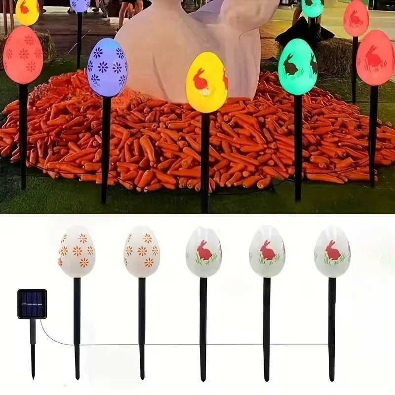 Festive Solar Powered Easter Egg Pathway Lights Outdoor Waterproof LED String for Garden Lawn Yard Decor and Holiday Lighting H260316